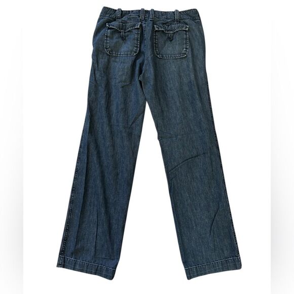 Eddie Bauer wide leg Blue Relaxed Jeans with drawstring waist 10 - Picture 2 of 8